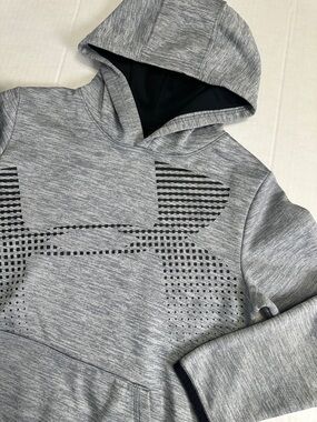 Under Armour Youth Boys Medium Gray Hooded Sweatshirt Logo Graphic Hoodie